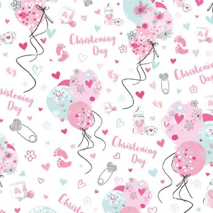 Balloons Christening Gift Wrap Sheet