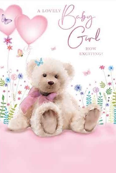 Teddy Bear New Baby Girl Card