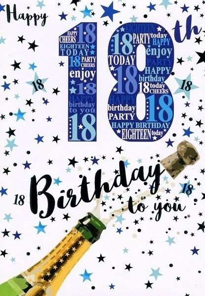 Pop The Bubbly 18th Birthday Card