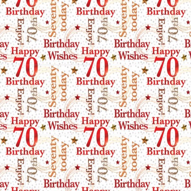 Birthday Wishes 70th Birthday | Wrapping Paper Gift Wrap Sheet