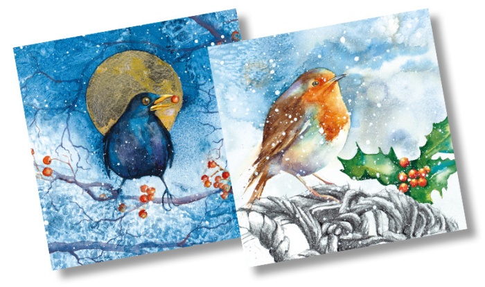 Midnight Feast & Robin Wreath Christmas Cards | Pack of 10 | Rachel Toll