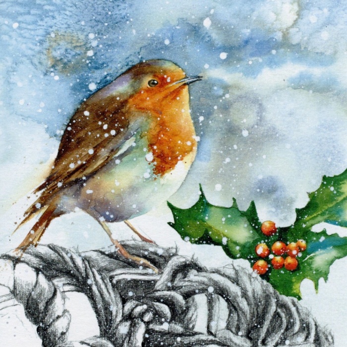 Midnight Feast & Robin Wreath Christmas Cards | Pack of 10 | Rachel Toll