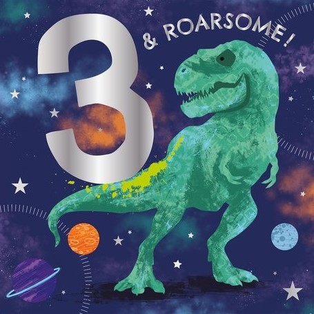 Roarsome Dinosaur 3rd Birthday Card