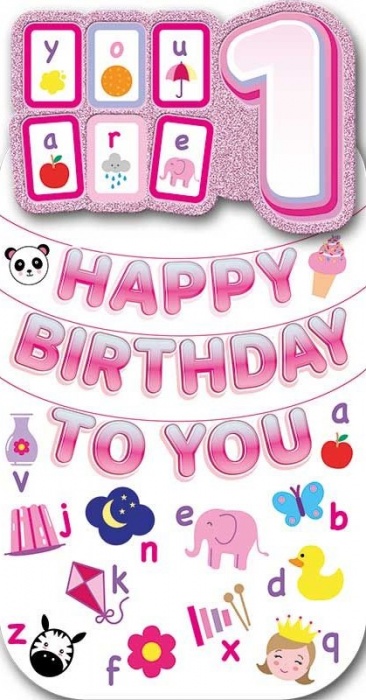 Alphabet Birthday Girl 1st Birthday Card | Prelude
