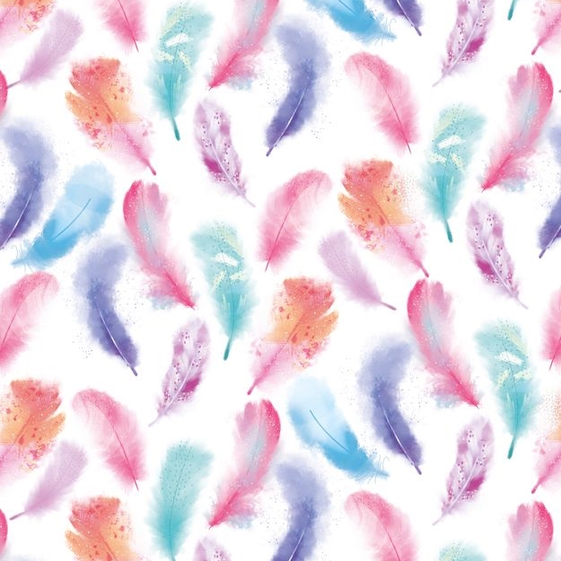 Pastel Feathers | Flat Gift Wrap Sheet | Simon Elvin