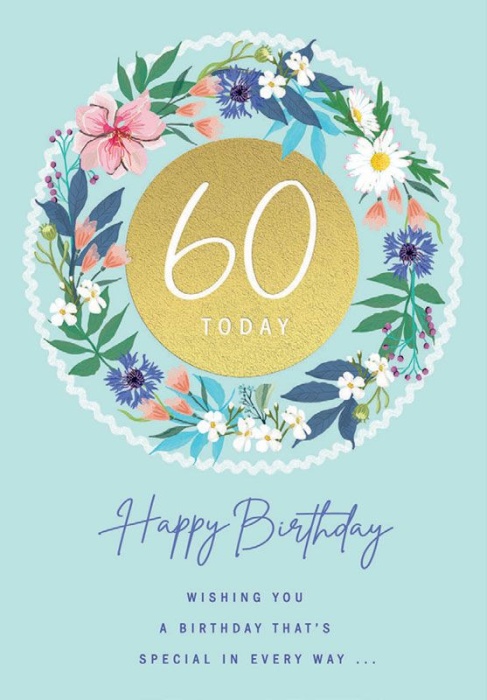 Circle Of Flowers Female 60th Birthday Card