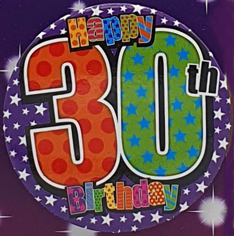 Stars 30th Birthday Small 5.5cm Badge