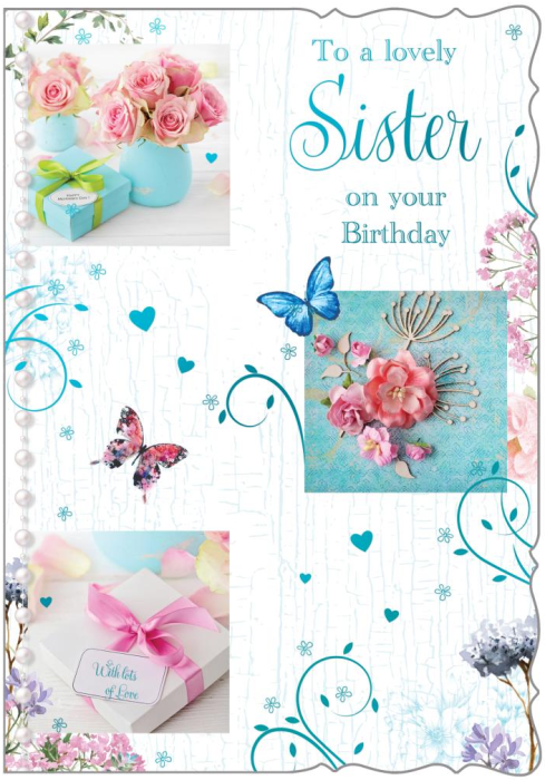 Butterflies & Flowers Sister Birthday Card