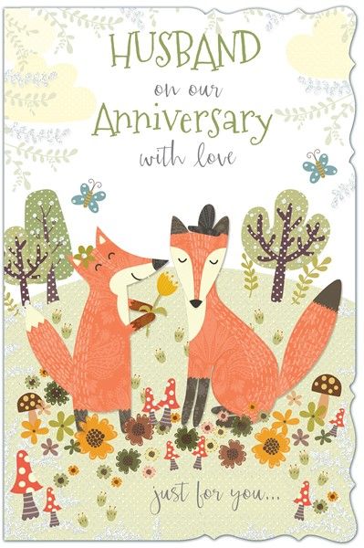 Foxes Husband Wedding Anniversary Card