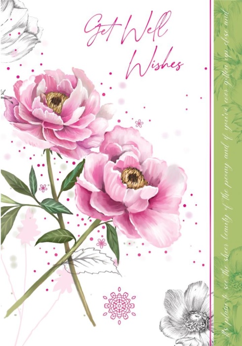 Pink Peonies Get Well Card