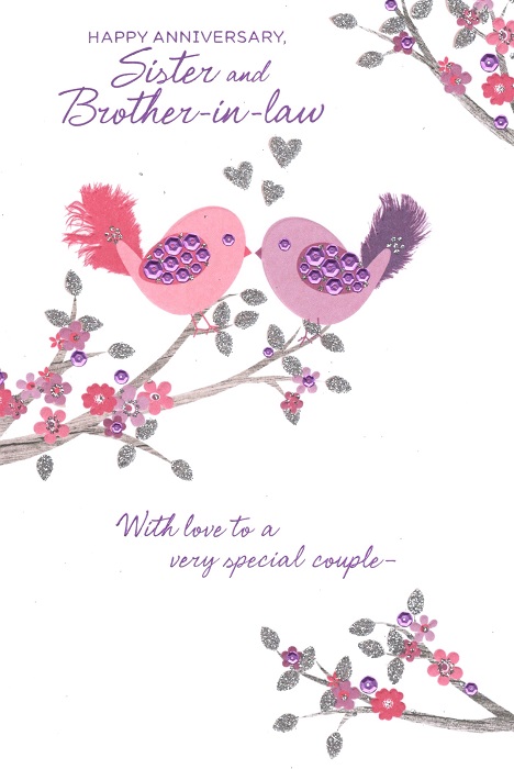 Love Birds Sister And Brother-In-Law Wedding Anniversary Card | Simon Elvin