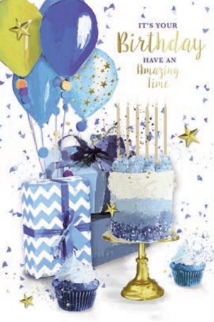 Blue Birthday Cake Male Birthday Card | Simon Elvin
