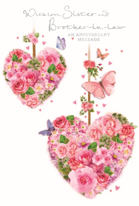 Floral Hearts Sister & Brother-In-Law Anniversary Card