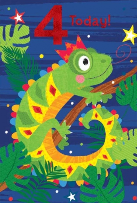 Chameleon 4th Birthday Card