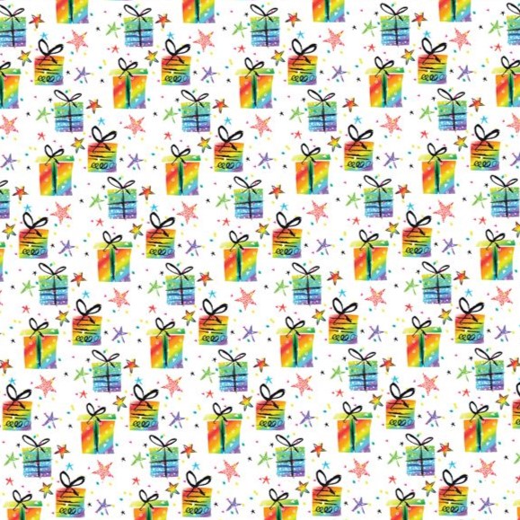 Rainbow Presents Wrapping Paper Gift Wrap Sheet Simon Elvin