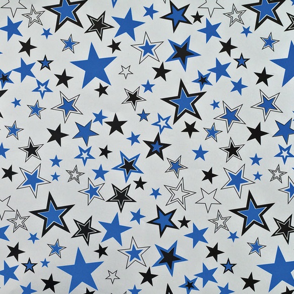 Blue Stars On Silver Gift Wrap Sheet
