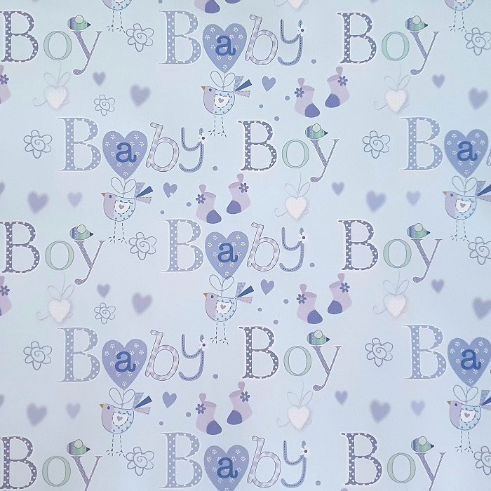 Blue Hearts New Baby Boy Wrapping Paper Gift Wrap Sheet