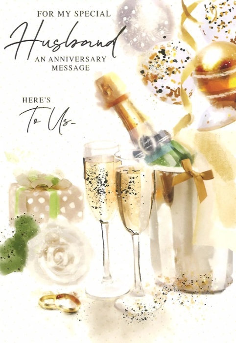 Champagne Husband Wedding Anniversary Card