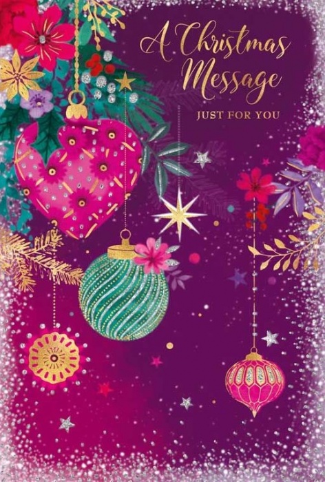 Purple Baubles Christmas Card
